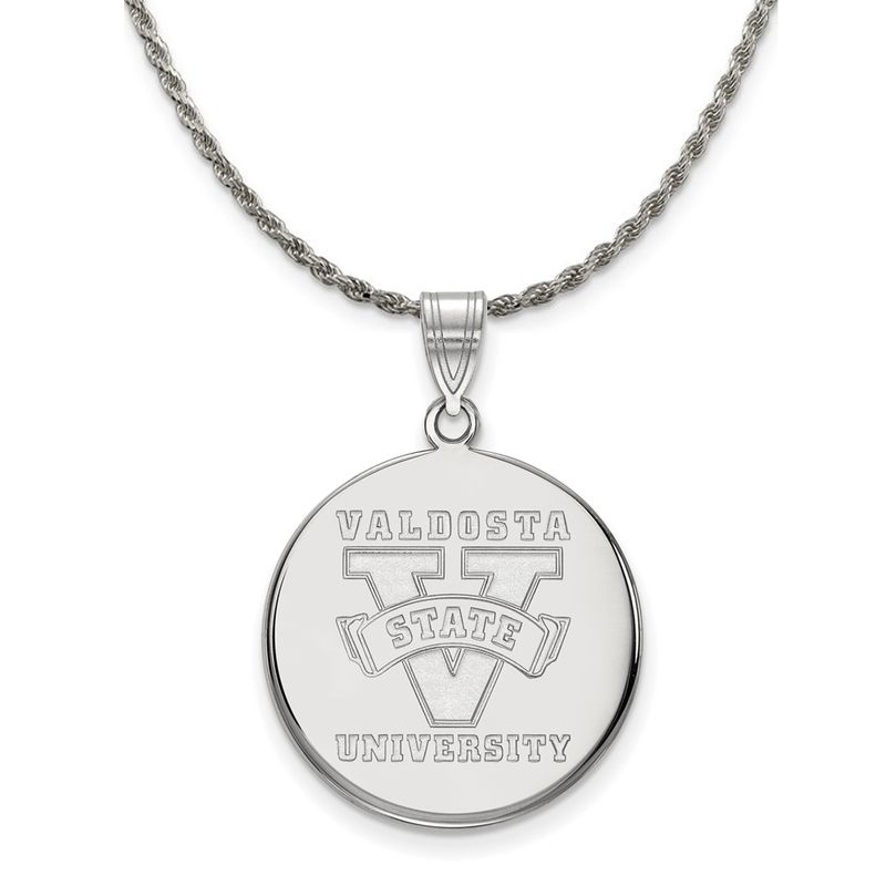 Sterling Silver Valdosta State Large Disc Pendant Necklace - 20 Inch